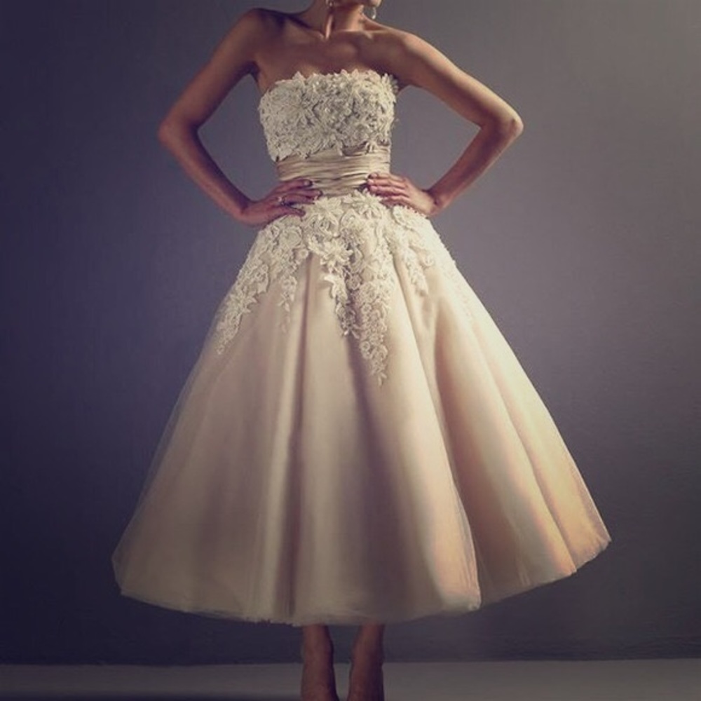 Justin Alexander Tea-length wedding gown